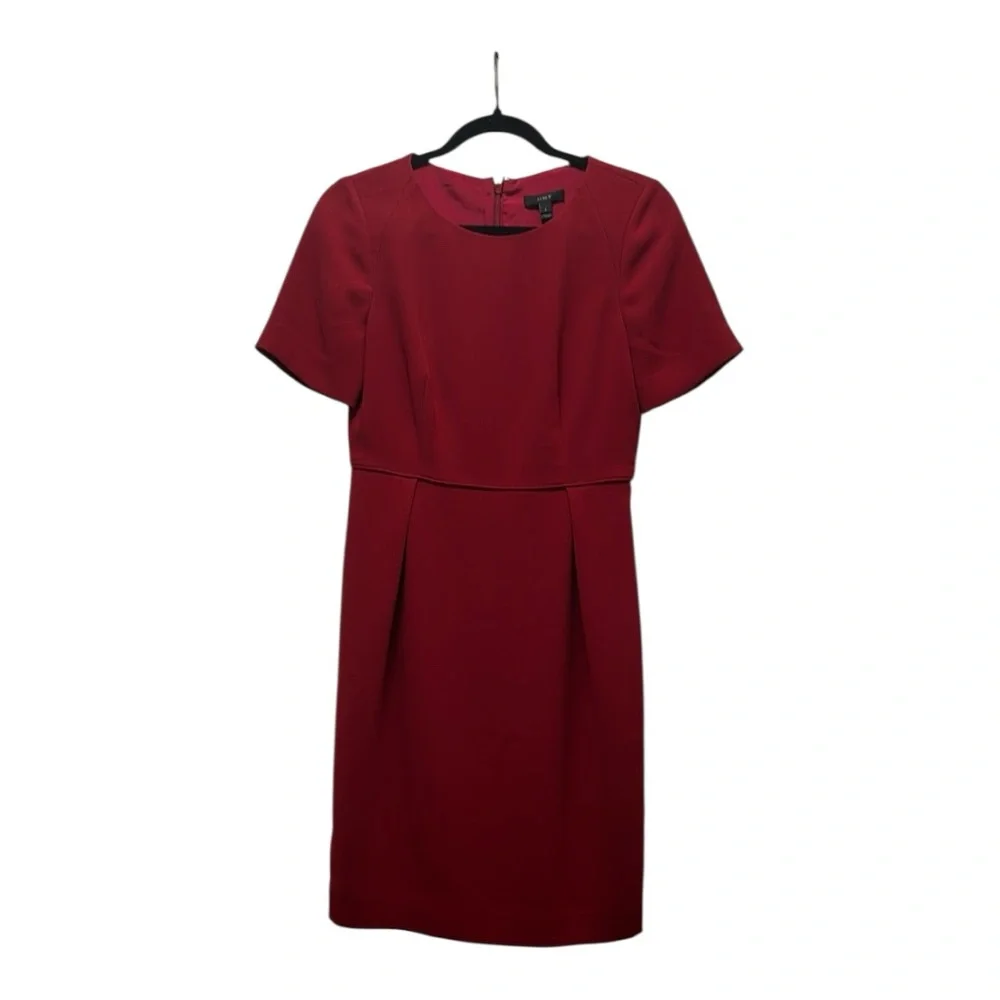 J. Crew Burgundy Short-Sleeve Midi Dress